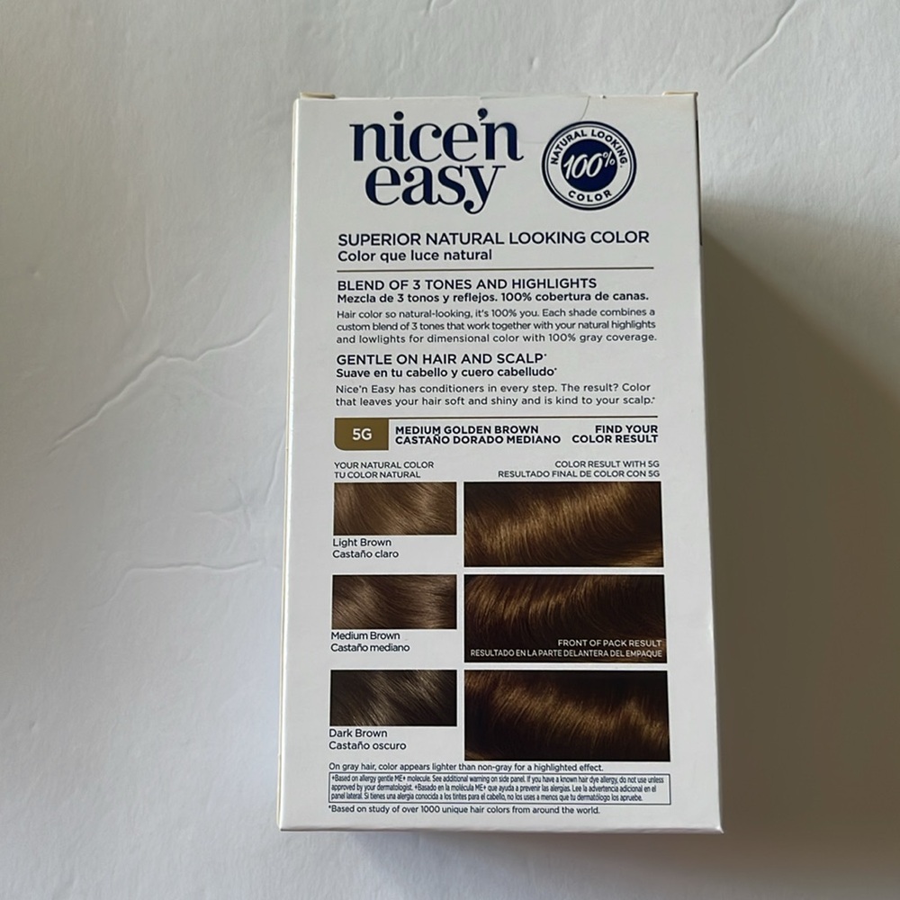 Clairol Nice'n Easy Permanent Hair Color 5G Natural Medium Golden Brown New - Picture 7 of 10